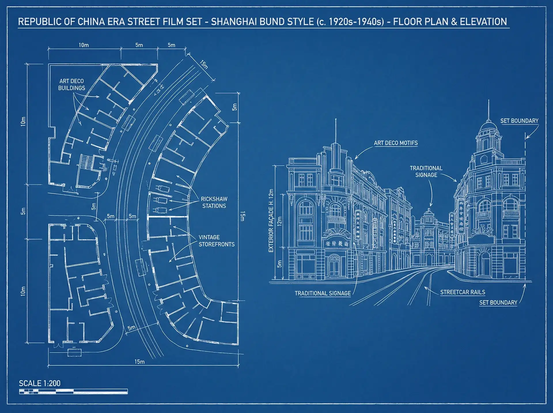 瘦子探花 民国风情街场景蓝图